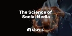 the science of social media graphic. Man holding a galaxy in his hands