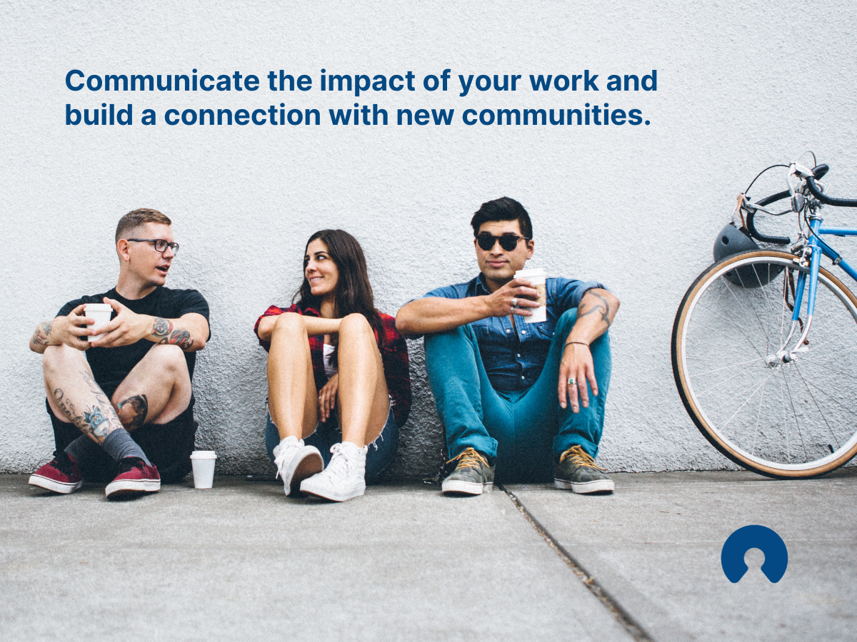 5 Tips To Drive Millennial Engagement For Your Non-Profits text with three friends chatting with a bicycle.